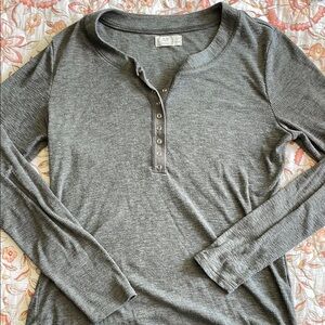 Maurices Charcoal Long Sleeve Henley Tee